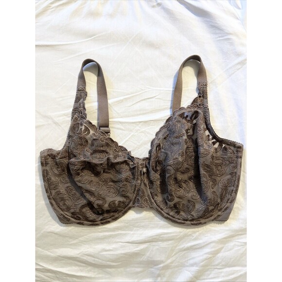 NWOT Wacoal Arabesque Taupe Underwire Lace Bra 36 DDD - Picture 2 of 5